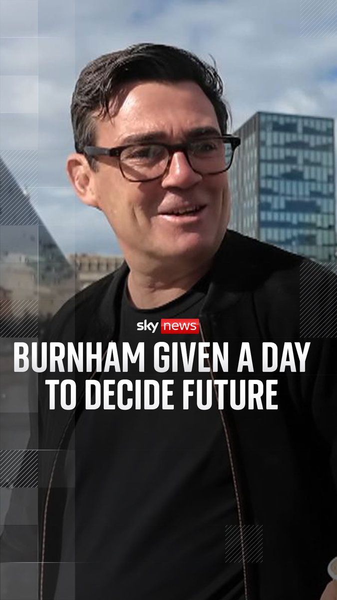Labour's high command is attempting to bounce Andy Burnham into a super-quick decision on a Commons by-election comeback, giving him just 24 hours to decide. Analysis from Sky's @JonCraig ⬇️ Read more 🔗