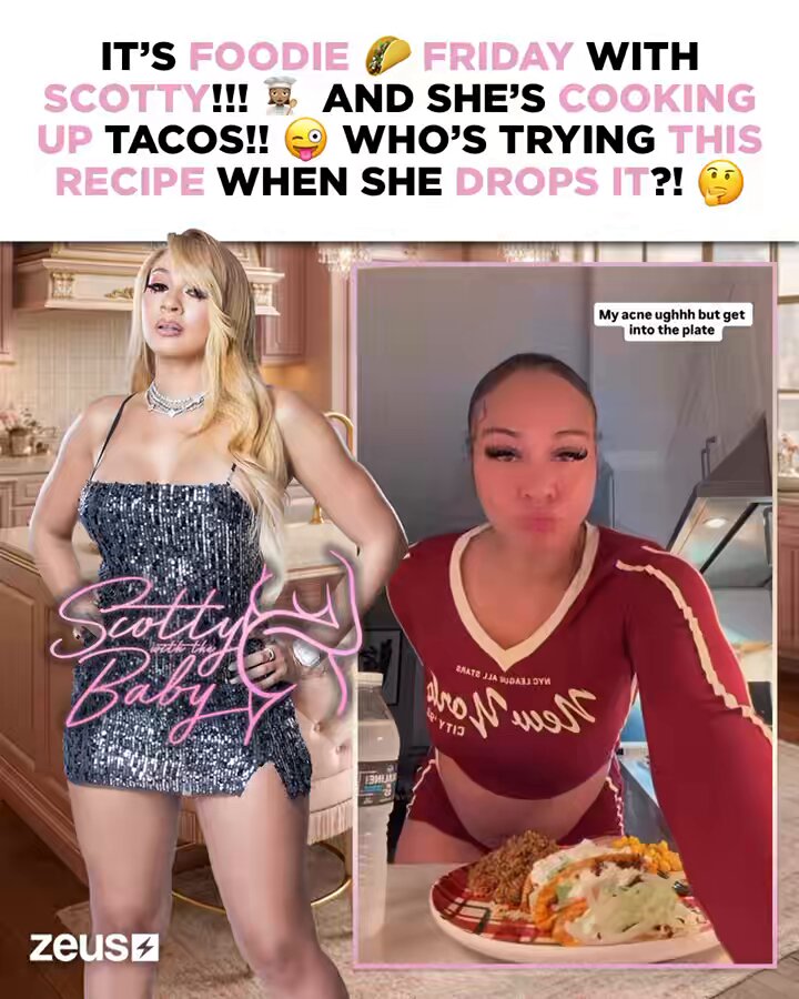 Okayyy Scotlyn Ryan!! 🍽️🔥It’s #FoodieFriday &amp; the TACOS 🌮, RICE 🍚 &amp; CORN 🌽 is looking GOOD!! 😋 Who’s excited for her to DROP the RECIPE on #EatWScotty?! 🤔
