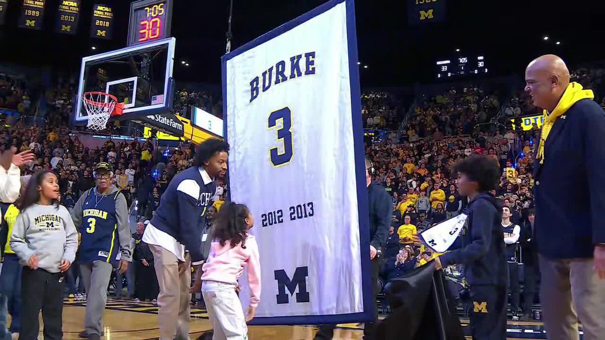 Tonight, Michigan Men's Basketball honors Wolverines legend Trey Burke by raising his No. 3 jersey to the rafters at the Crisler Center 🙌 📺: FOX