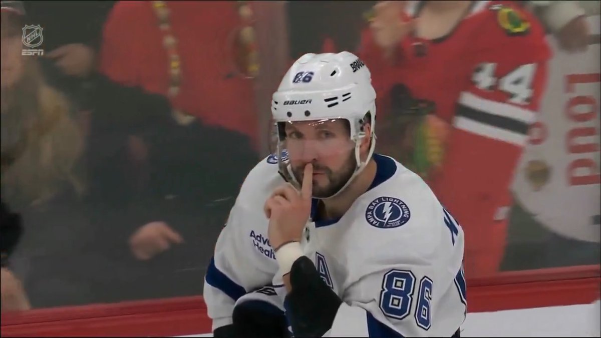 Nikita Kucherov was LOVING the boos from the Chicago crowd, knowing he had a chance to silence them 😭 And he delivered 🤫