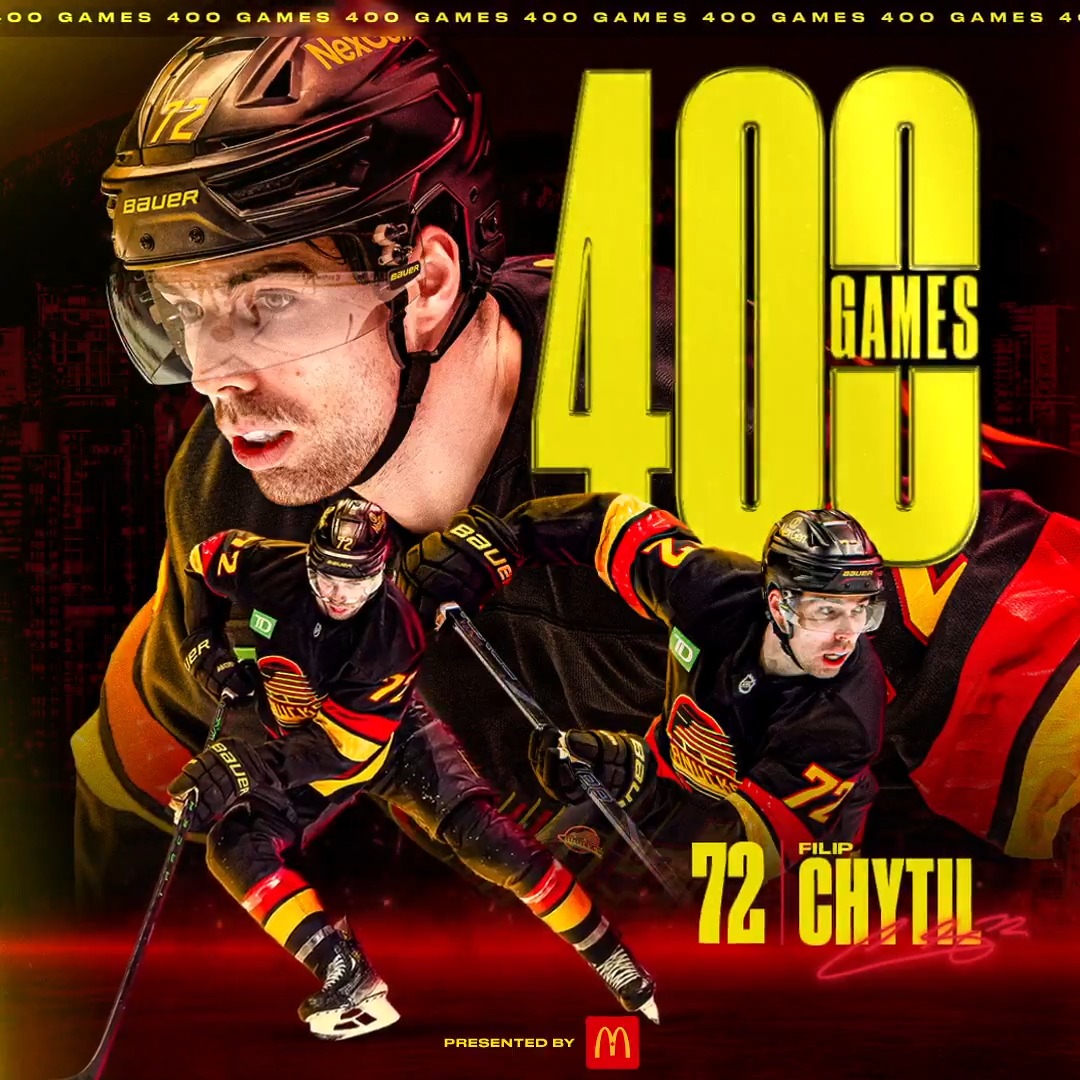 400. zápas pro Filipa Chytila v NHL. Návrat po 3 měsících do 2. lajny #Canucks Dobrý pohyb, jedna gólovka, dvě střely, 62% (8/13) na buly K svému stavu: “People just don’t know. It’s like they think I’m about to die.” Tak ✊ ať přidá další 100s zápasů.