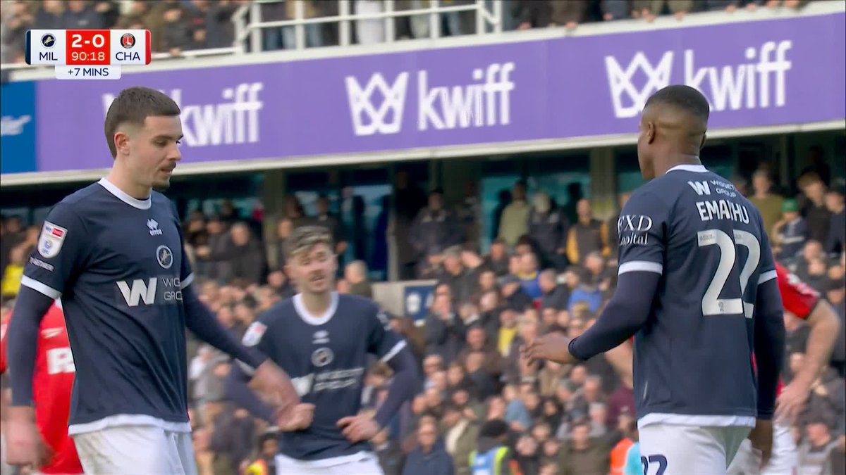 Luke Cundle scrambles Millwall's third of the afternoon home to save the blushes of Camiel Neghli, after missing a penalty following a lengthy argument 😅