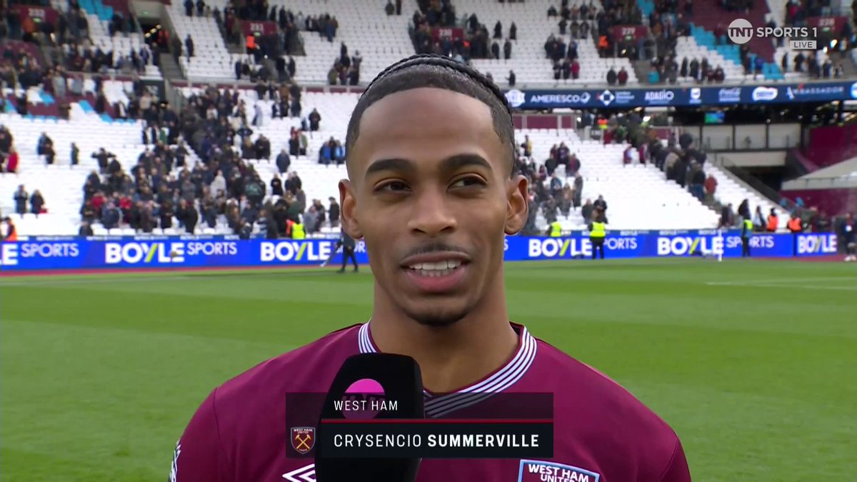"You could smell it. It was unbelievable." Crysencio Summerville and Mateus Fernandes react to West Ham's 3-1 victory over Sunderland 💪 🎙️ Becky Ives 📺 TNT Sports & discovery+ UK