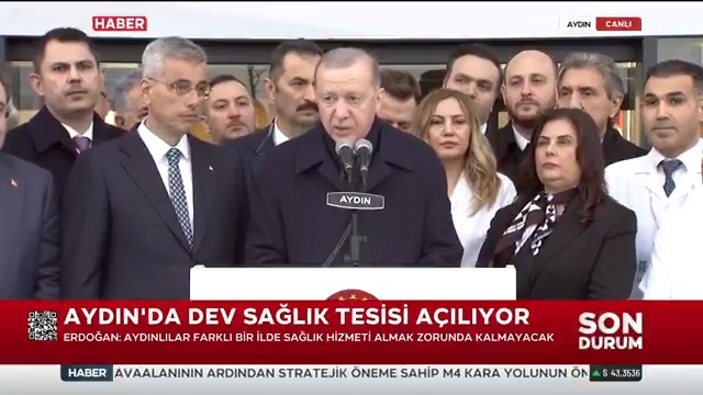 Aydın Şehir Hastanesi açıldı. Cumhurbaşkanı Erdoğan: Hastanemiz her türlü ihtiyacı karşılayacak, Aydınlılar farklı bir ilde sağlık hizmeti almak zorunda kalmayacak. Aydın Şehir Hastanemiz aynı zamanda bir eğitim ve araştırma hastanesi olacak.