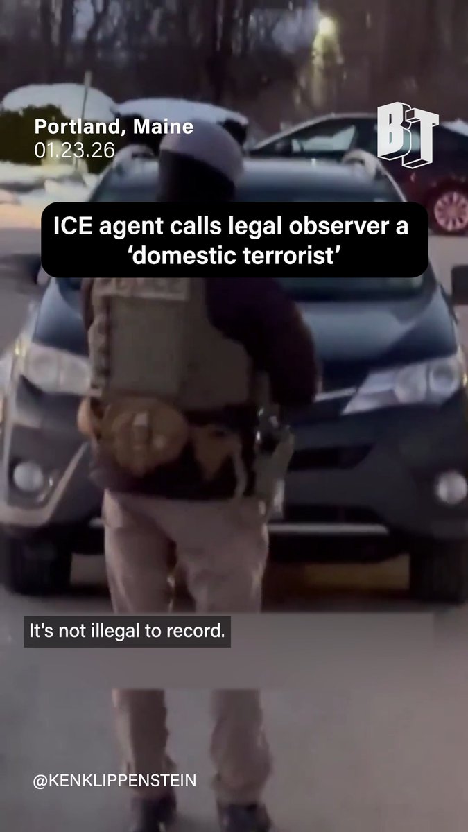 "We have a nice little database. And now you're considered a domestic terrorist." An ICE agent in Portland, Maine reveals the reason why they film and photograph people.