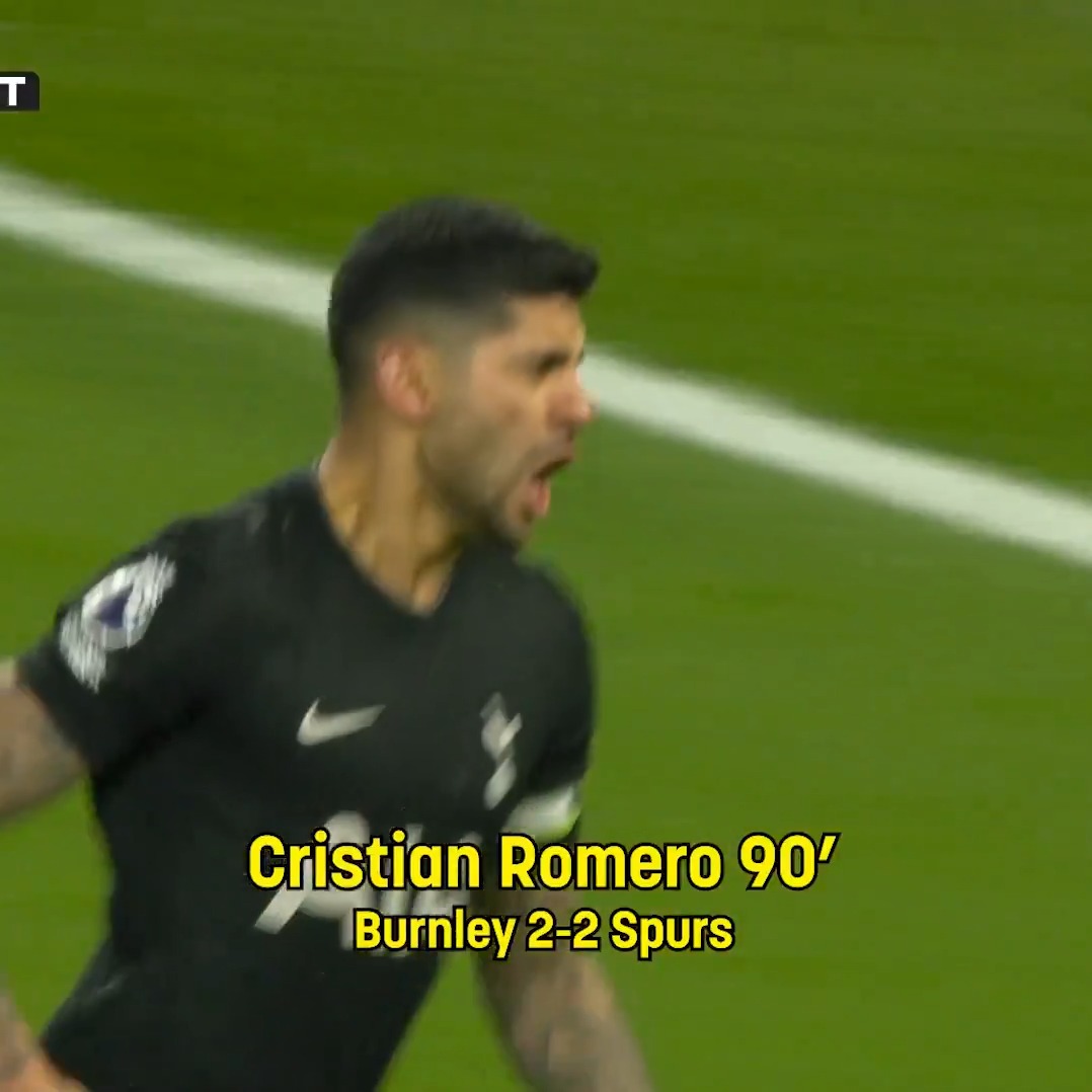 Burnley came SO CLOSE to a massive win, but it was Cristian Romero to the rescue again for Spurs as his late goal salvaged a 2-2 draw. 🍿