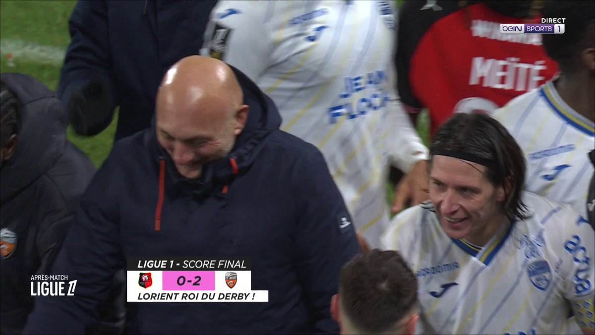 [📺 LIVE] 🇫🇷 #Ligue1McDonalds ⭐ La joie des joueurs du FC Lorient après le succès face à Rennes ! #beINLigue1 #SRFCFCL