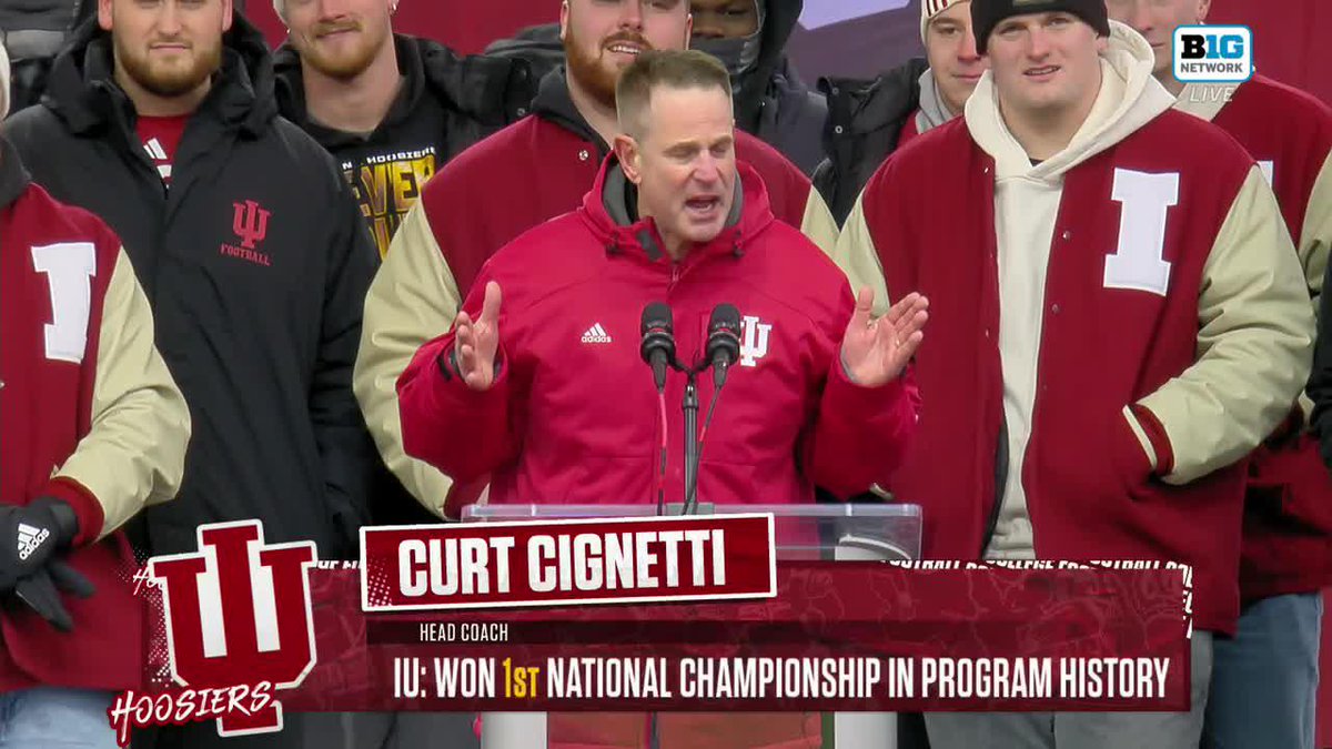 "Chapter 3 begins tomorrow." 😊 Curt Cignetti ends his National Championship Celebration speech with an eye toward 2026 Indiana Football 👇