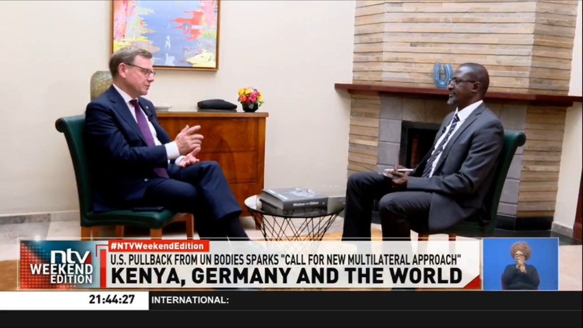 Johann Wadephul, German Foreign Affairs Minister: Kenyans are welcomed in Germany but they have to learn German language, which is not so easy, and it takes some time. #NTVWeekendEdition Eric Latiff