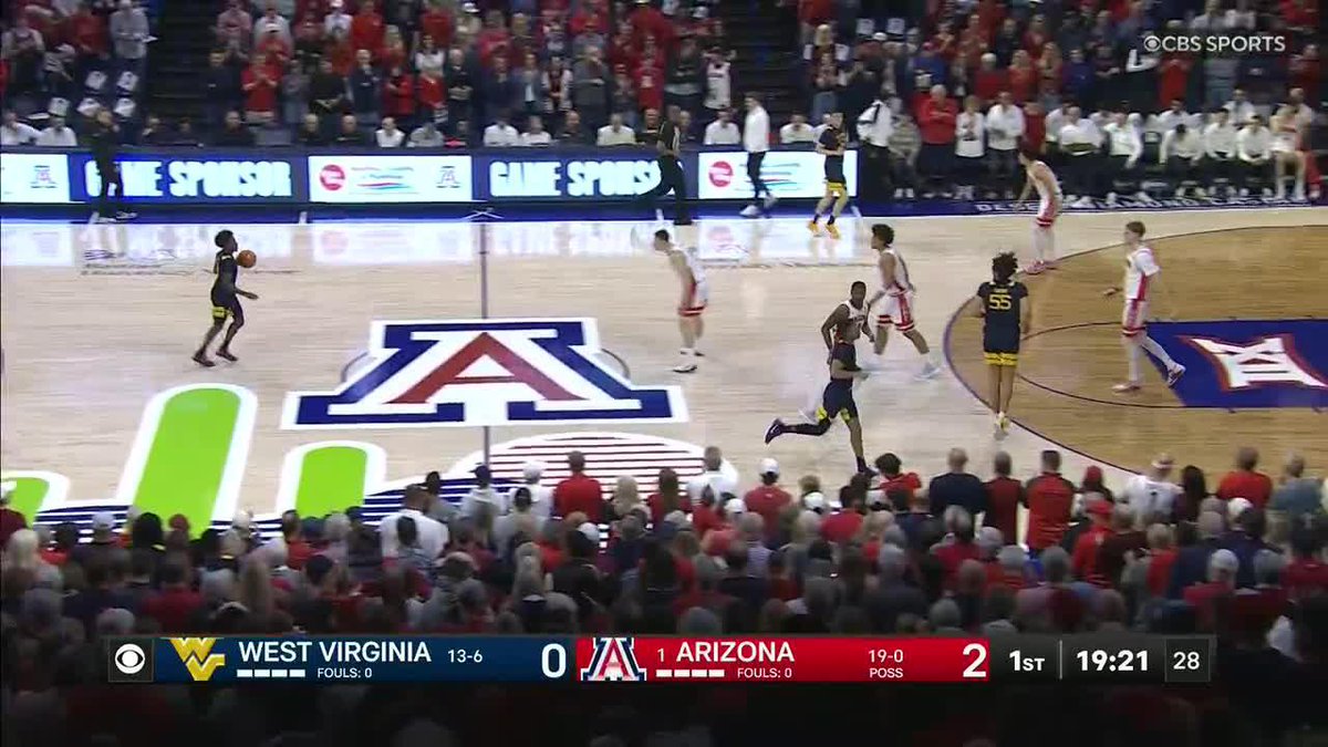We are underway here in Tuscon, AZ! The No. 1 team in the land Arizona Basketball takes on WVU Men's Basketball on CBS and Paramount+ 📺