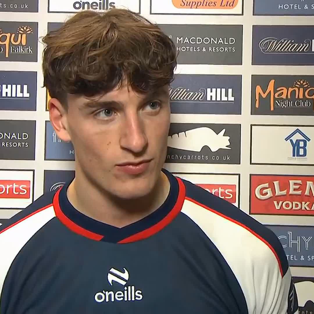 🗣️ "I loved every minute of that" Hear from Falkirk's hat-trick hero Barney Stewart following the Bairns' big win over Hibs ⤵️