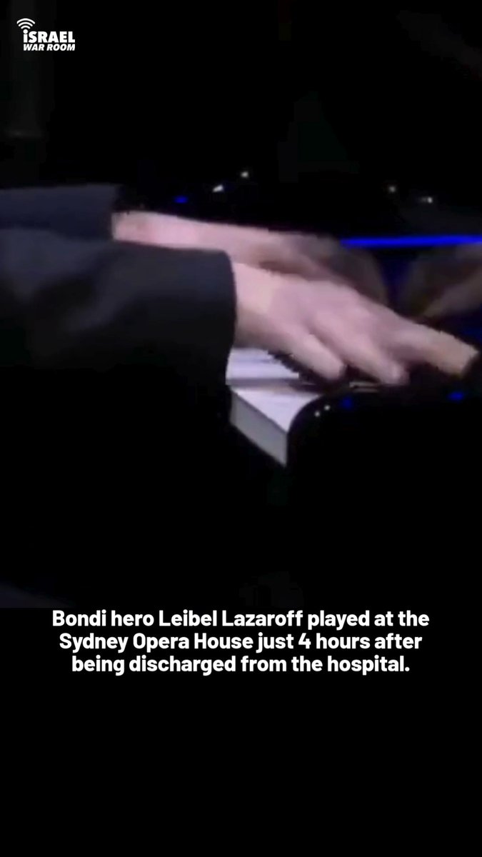 Just 4 hours after being released from the hospital, Leibel Lazaroff, who was shot during the Hanukkah massacre at Bondi Beach, performed at the Sydney Opera House to honor the victims of the antisemitic terrorist attack. Leibel was shot while saving a wounded police officer during the terror attack on a Hanukkah celebration. The 20-year-old from Texas was interning under Rabbi Eli Schlanger HY”D, who was murdered in the attack. Since the attack, Leibel has undergone seven surgeries after sustaining multiple gunshot wounds to his abdomen and leg. SHARE WIDELY. This is Jewish resilience. 🇦🇺❤️🩹🕎🎶