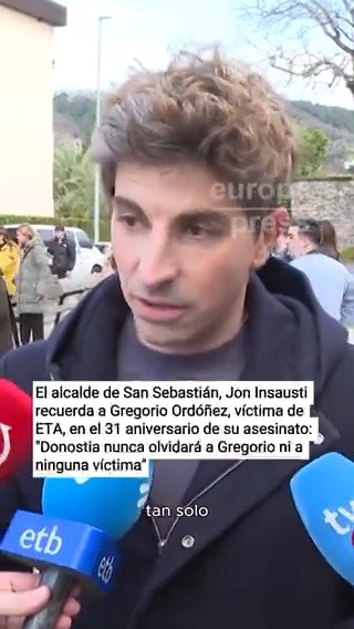 El alcalde de San Sebastián, Jon Insausti recuerda a Gregorio Ordóñez, víctima de ETA, en el 31 aniversario de su asesinato: "Donostia nunca olvidará a Gregorio ni a ninguna víctima"