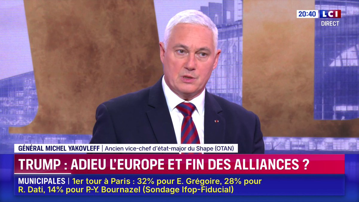 🗣️ "S'il y a bien quelqu'un qui méprise le monde militaire, y compris américain, c'est Donald Trump", affirme le Général Michel Yakovleff, ancien vice-chef d'état-major du Shape (OTAN) 📺 Un Œil sur le Monde avec Margot Haddad sur LCI