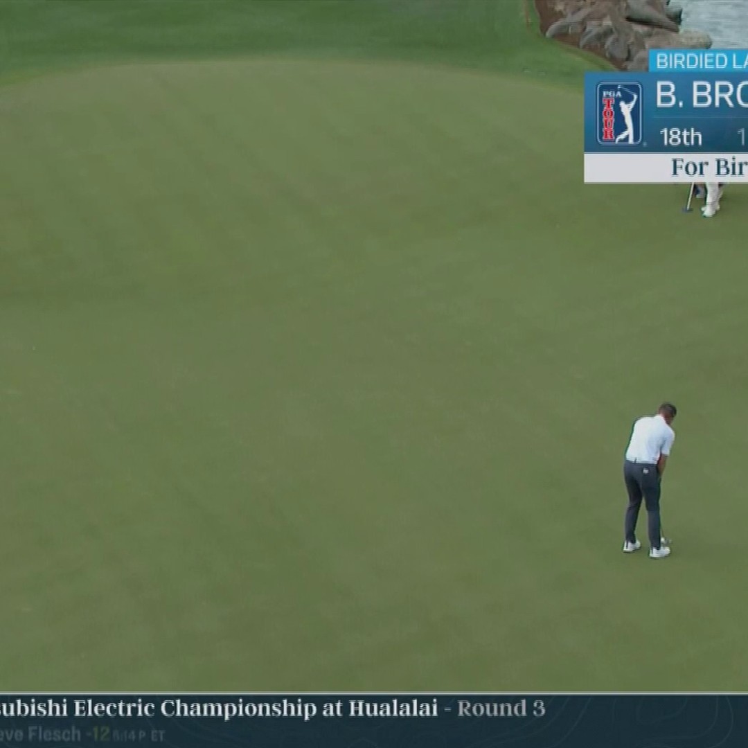 Blades Brown finishes with a THIRD straight birdie, and the PGA West crowd loves it. ⚡️😤