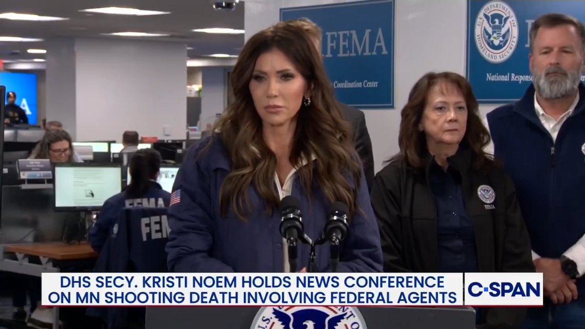 Q: "Did he brandish a gun? At what point did law enforcement retrieve the gun and also the magazines...? Secretary Noem: "This individual showed up to impede a law enforcement operation and assaulted our officers. They responded according to their training..."