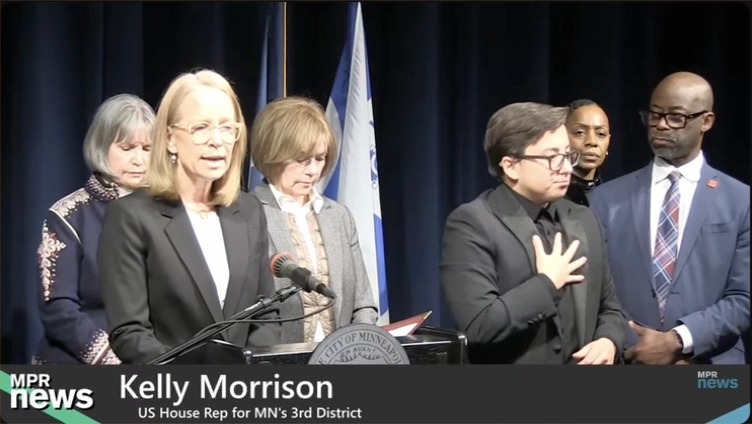 Rep. Morrison: We are once again now being asked to deny what we saw with our own eyes. We watched the videos of a masked federal agent shooting Alex in the back multiple times while he was pinned down. And once again, DHS has come out with a predetermined narrative that contradicts everything we saw with our own eyes.
