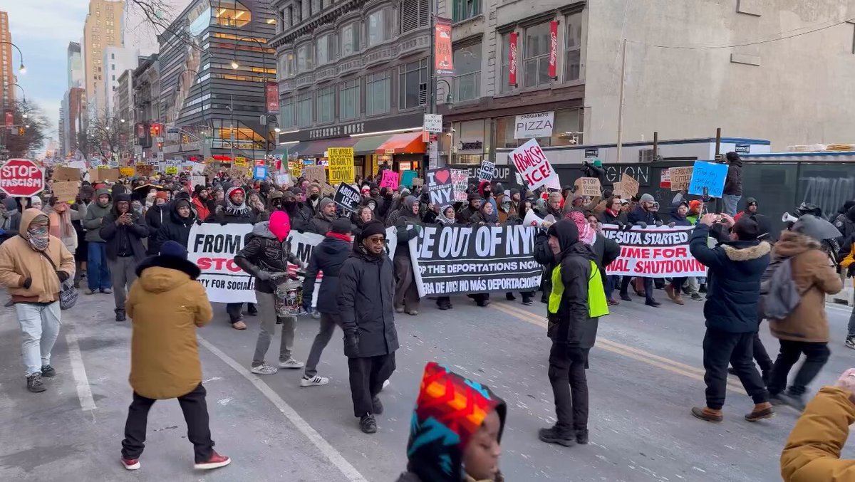 🚨🔥HOLY HELL: NYC is marching today in solidarity with Minneapolis after ICE gunned down ICU nurse Alex Pretti. If you can’t enforce immigration laws without killing Americans, then you don’t need a bigger budget. You need to be removed from our streets.