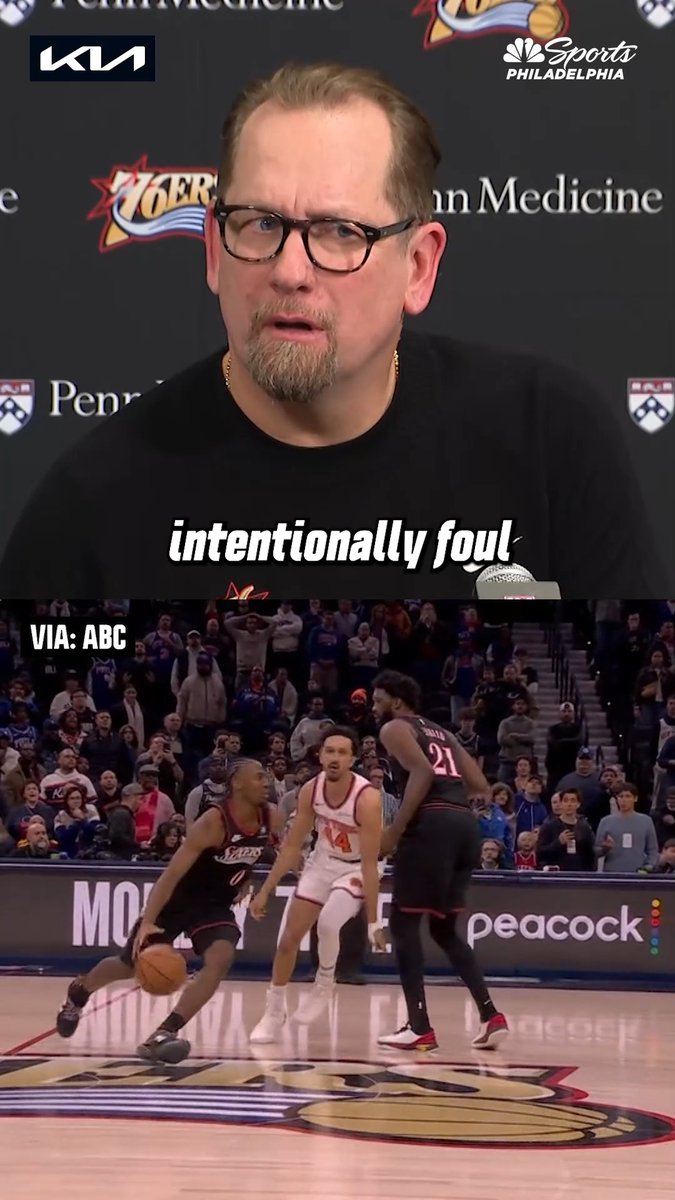 Nick Nurse expressed frustration after two no-calls in the final seconds of the Sixers' loss to the Knicks. | Kia America