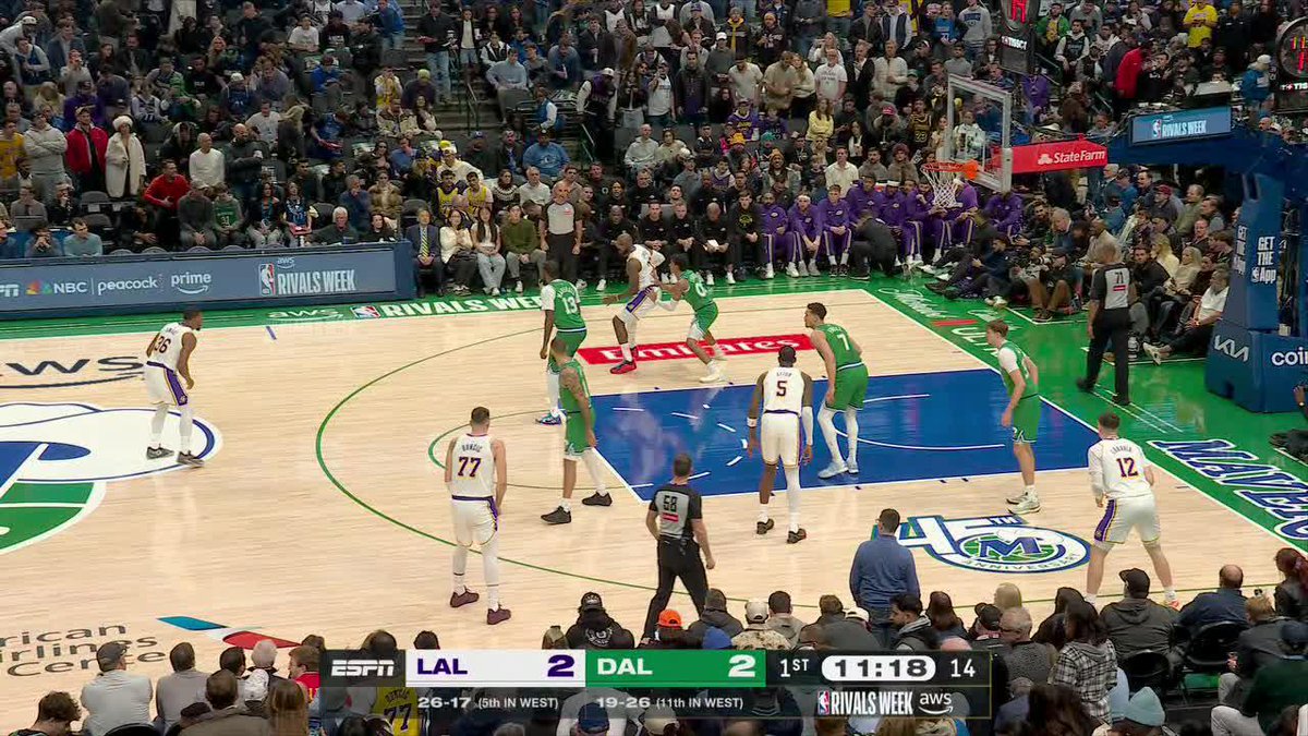 The vet and the rookie 🔥 LeBron and Cooper Flagg each knock one down to start the game in Dallas! 📺 ABC, ESPN App