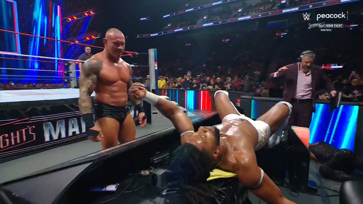 YOU GET A TABLE SLAM! YOU GET A TABLE SLAM! YOU GET A TABLE SLAM! RANDY ORTON IS ON FIRE! 🔥
