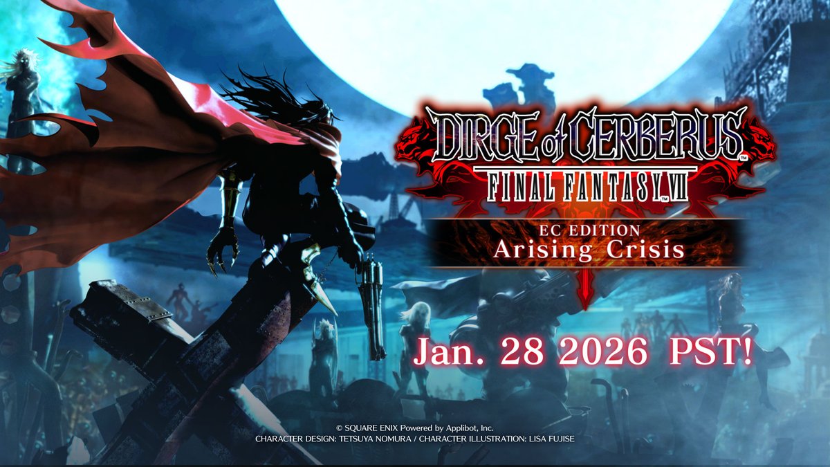 Event Coming Soon! Vincent must now stand and face the dark secret of Shinra known as Deepground... Find out more when DIRGE of CERBERUS -Final Fantasy VII- EC Edition launches on Jan. 28 6:00 PM PST! Enjoy this preview in the meantime! #FF7EC #FF7EverCrisis #DCFF7