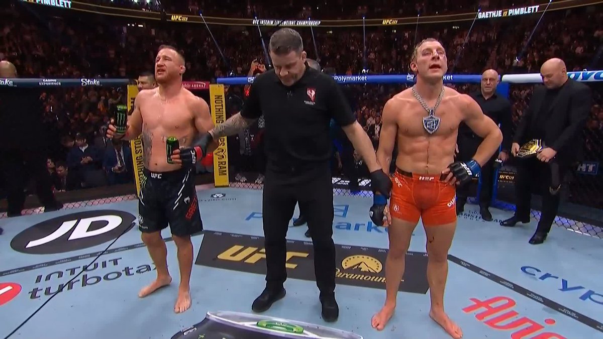 And the NEW 🏆 Heartbreak for Paddy Pimblett as Justin Gaethje 🇺🇸 becomes the interim lightweight champion #UFC324