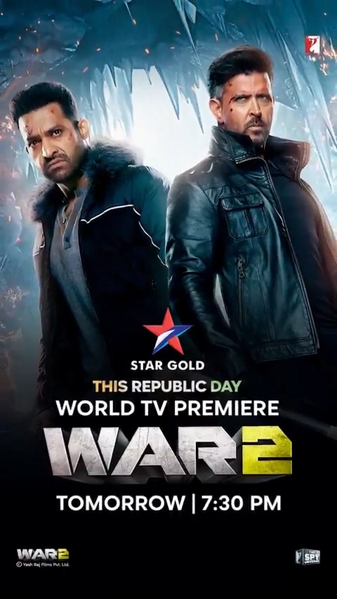 Get ready for the ultimate face-off 🙌🏼 2 spies, 1 mission. India ke sabse bade spies aa rahe hain! Dekhiye #War2 ka World TV Premiere, kal raat 7:30 baje, sirf Star Gold par. ⭐