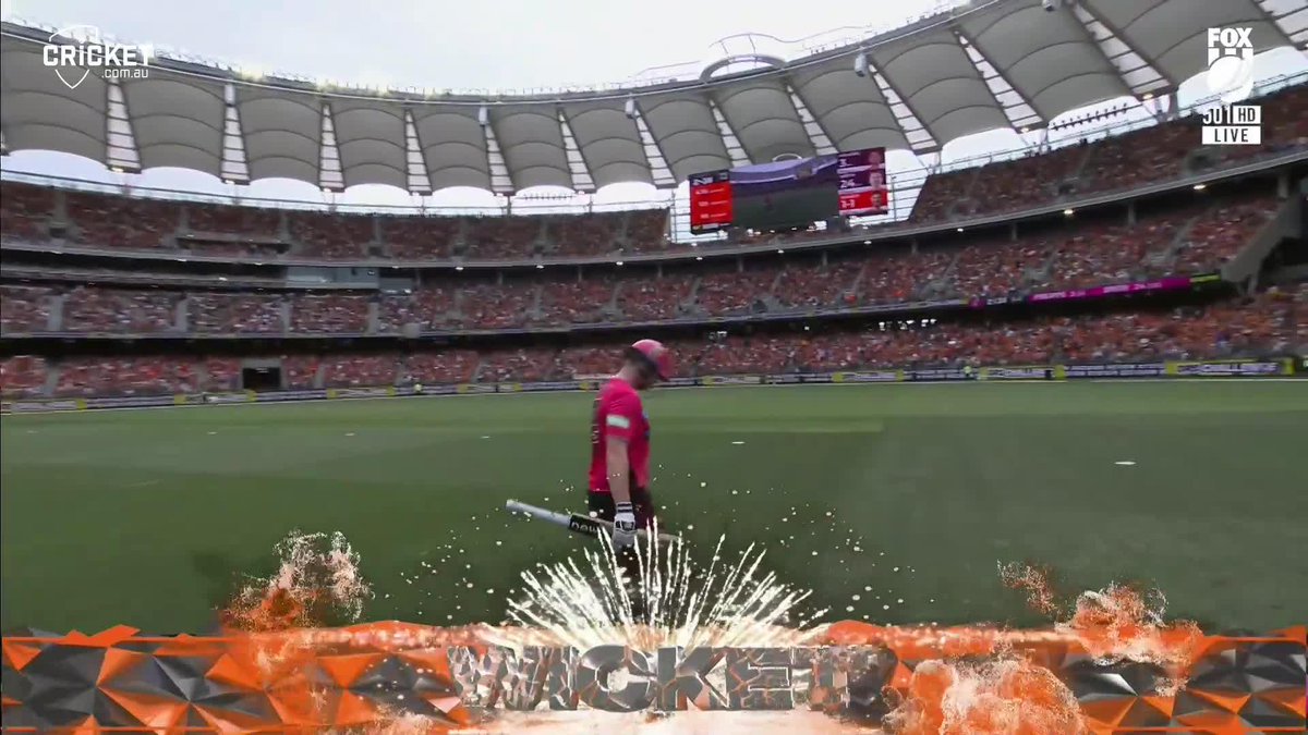 The crowd goes WILD! Steve Smith is out for 24 in the #BBL15 Final.