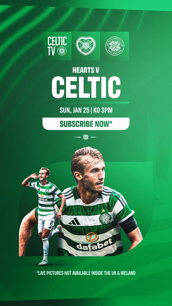 It’s matchday at Tynecastle as the top two go head to head 🍀 Join us from 2:45pm (CPT) with Gerry McCulloch &amp; Peter Grant Live video not available inside the UK and Ireland 📺 Subscribe now! #HEACEL | Celtic Football Club🍀