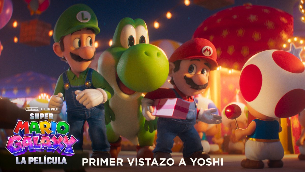 Nuevas galaxias. Nuevos amigos. Yoshí se une a la aventura. Super Mario Galaxy: La Película, 1 de abril solo en cines.