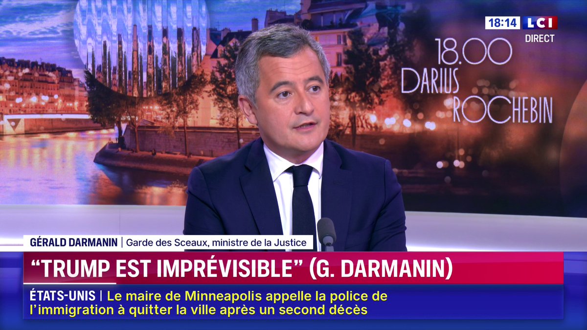 🔴🗣️ "Je suis souverainiste" : Gérald Darmanin (Gérald DARMANIN), garde des Sceaux, à Darius Rochebin 📺 LCI