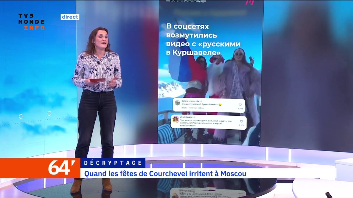Des personnalités russes partagent sur les réseaux sociaux leur séjour doré à Courchevel, station de ski huppée. Des images qui font scandale en Russie.