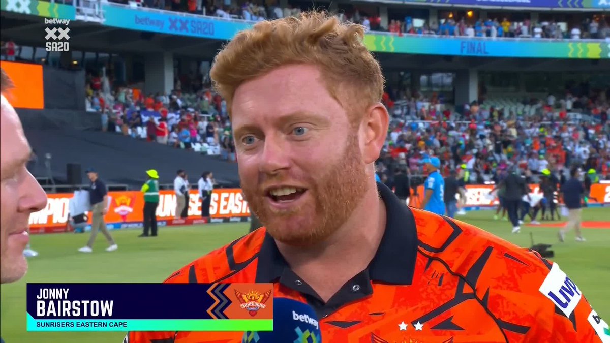 "Pretty amazing!" 🧡 Jonny Bairstow reacts after Sunrisers Eastern Cape win the SA20 title