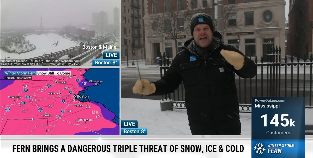 Reporting from a snow-covered Boston, Sr. National Correspondent Justin Michaels updates on current conditions as snowfall rates pick up at 1 to 2 inches per hour. The area could receive up to 20 inches of snow through Monday. Latest: