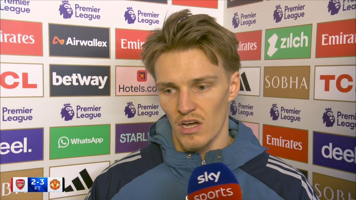 "It wasn't good enough from us..." 😬 Martin Odegaard reflects on a tough 3-2 defeat at the Emirates.