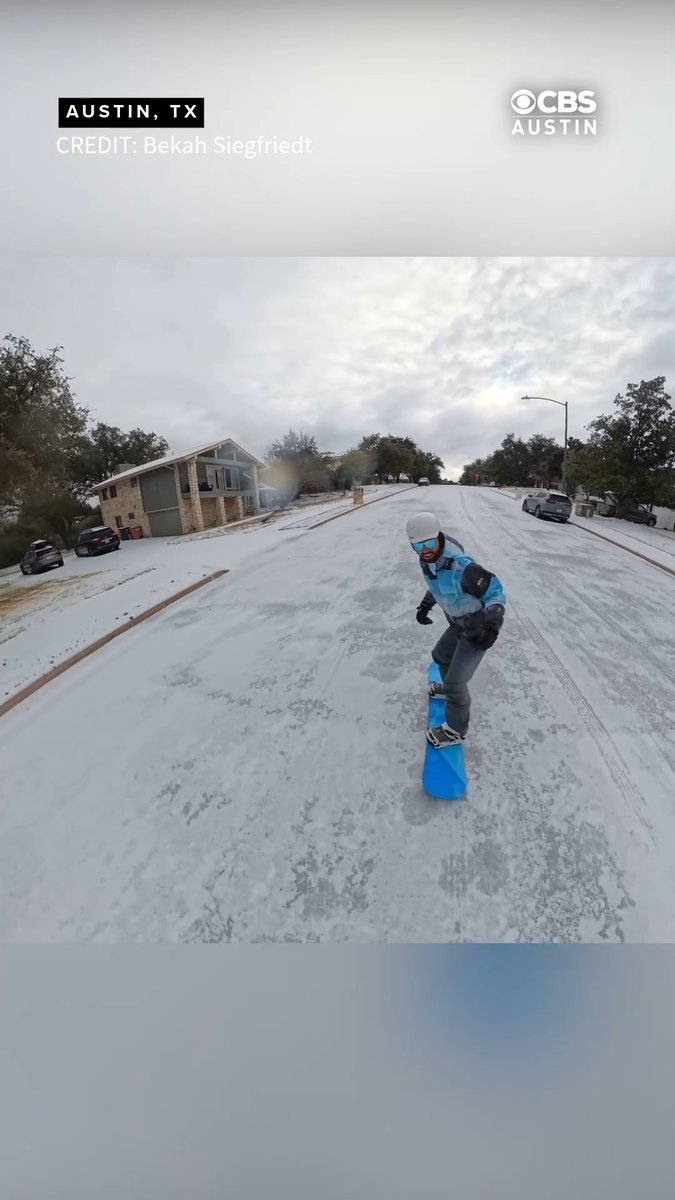 Viewer Bekah Siegfriedt submitted this video of her husband making the most of Central Texas' winter blast, snowboarding down his icy neighborhood street in North Austin. Submit your videos here: