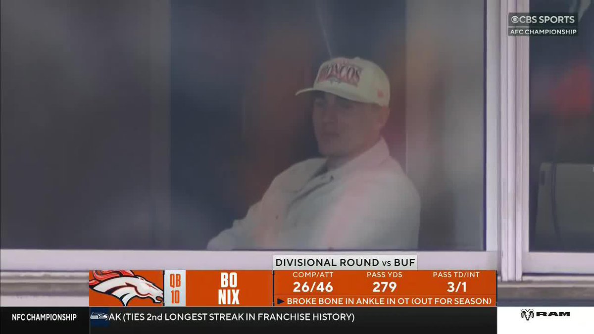 Bo Nix is in the house watching from the booth