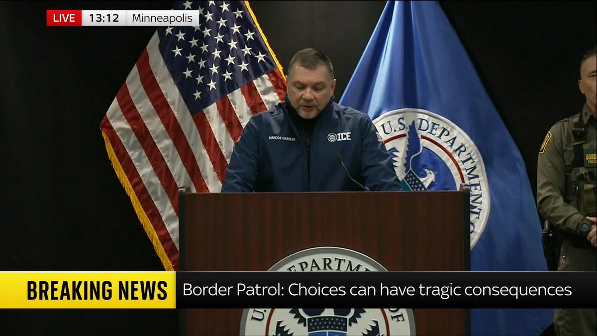 "A protestor literally bit off part of that agent's finger." Marcos Charles, the top ICE official in Minneapolis, says that "violent agitators" tackled an ICE agent yesterday. Latest: 📺 Sky 501 and YouTube