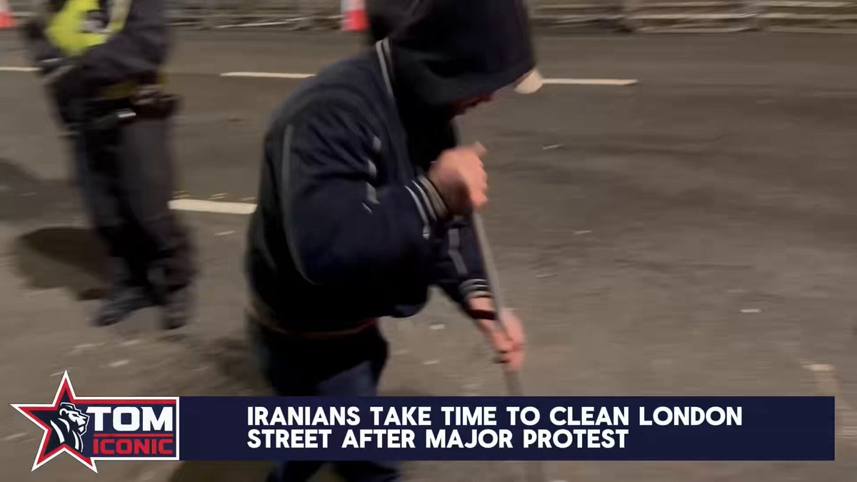 Iranians took the time after a major protest in London today to clean the streets they held their event This literally sums it up, Free Iran