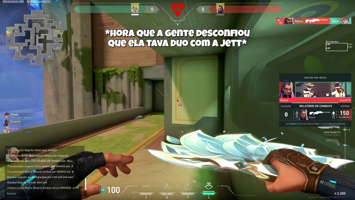 primeira vez que vejo uma mina (clove) indo trio com racista/machista (jett e reyna) pra fingir que não conhece eles e ficar instigando discussão pra entreter os dois XD. a realidade de ser mina no valorant: dá pra confiar nem em outras. hvh#1st rdg#1stt WeeHzin#1st
