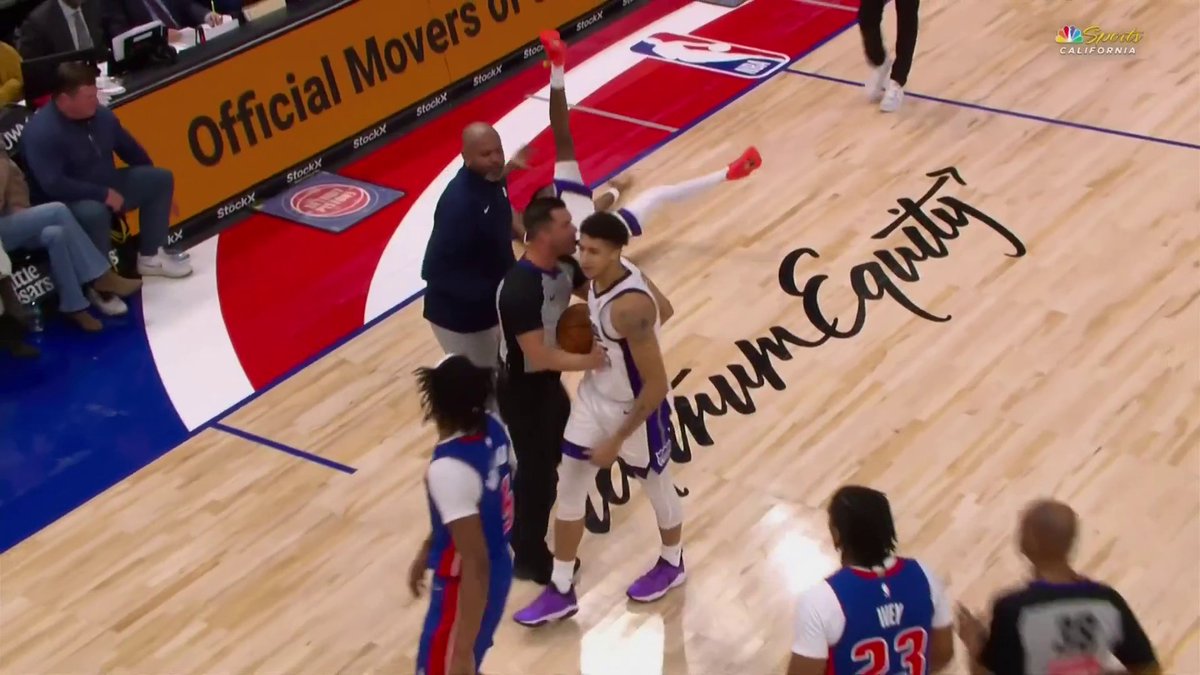 Pistons forward Ronald Holland II was ejected after shoving Keon Ellis