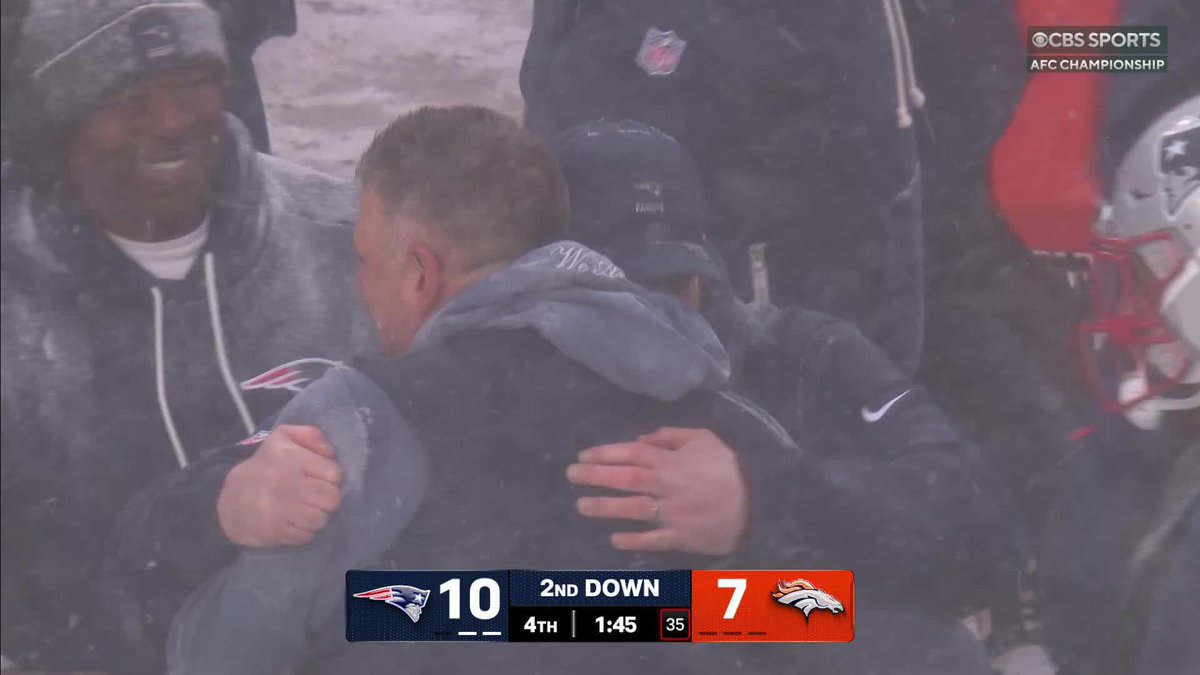 The cellys are setting in on the Pats sideline