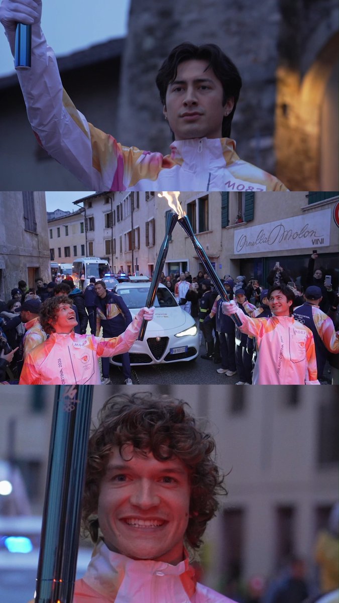 From playing 'enemies to lovers' to… torchbearers? Connor Storrie and Hudson Williams carried the Olympic flame for #MilanoCortina2026 and my heart is melting.🔥