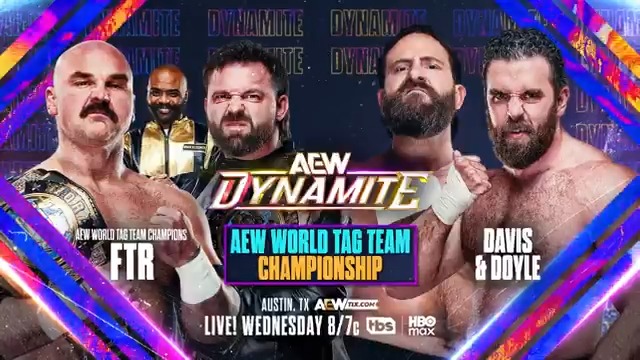 #AEWDynamite Austin, TX 8/7c, TBS + HBO Max THIS WEDNESDAY 1/28 AEW World Tag Team Title FTR vs dunkzilla - マーク・デイビス + Jake Doyle At Maximum Carnage, Davis + Doyle earned their shot! In Austin, Texas, Dax + Cash aim to prove they're Tag Team Wrestling's Top Guys THIS WEDNESDAY