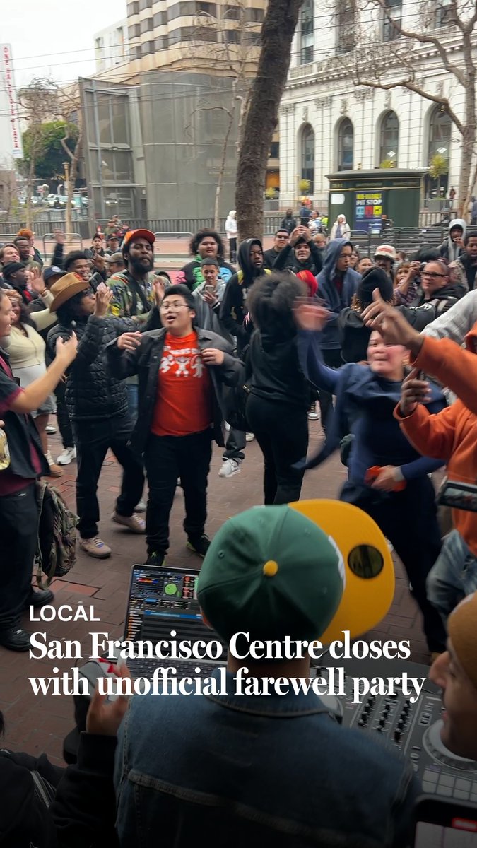 After 37 years in operation, San Francisco Centre closed its doors on Saturday, Jan. 24 — two days ahead of schedule. Once the height of retail, the beleaguered mall went through several name changes over the years, including a brief rebrand as Emporium Centre San Francisco. The abrupt shutdown may have been triggered by a viral Instagram post: days before the planned closing, Boss unkie shared a story about a final farewell party on Sunday that racked up over 250,000 views. Despite the early closure, around 100 people still showed up on Sunday to say goodbye to the mall many knew simply as "The Westfield." A DJ set up decks in front of the main entrance by Powell Street BART, and the crowd danced, sang and celebrated under plumes of smoke — a spontaneous sendoff for a San Francisco landmark.