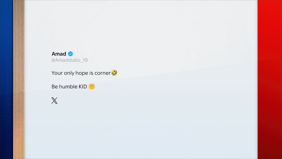 Amad Diallo with a message for an Arsenal fan on social media following Manchester United's victory against Arsenal 👇