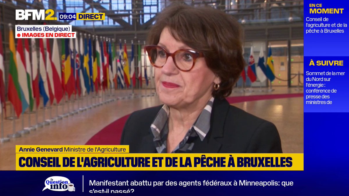 💬 "L'agriculture est toujours la variable d'ajustement des accords de libre-échange. Ça ne peut pas être volaille contre industrie" Annie Genevard, ministre de l'Agriculture, revient sur les accords de libre-échange européens, dont le Mercosur #BFM2