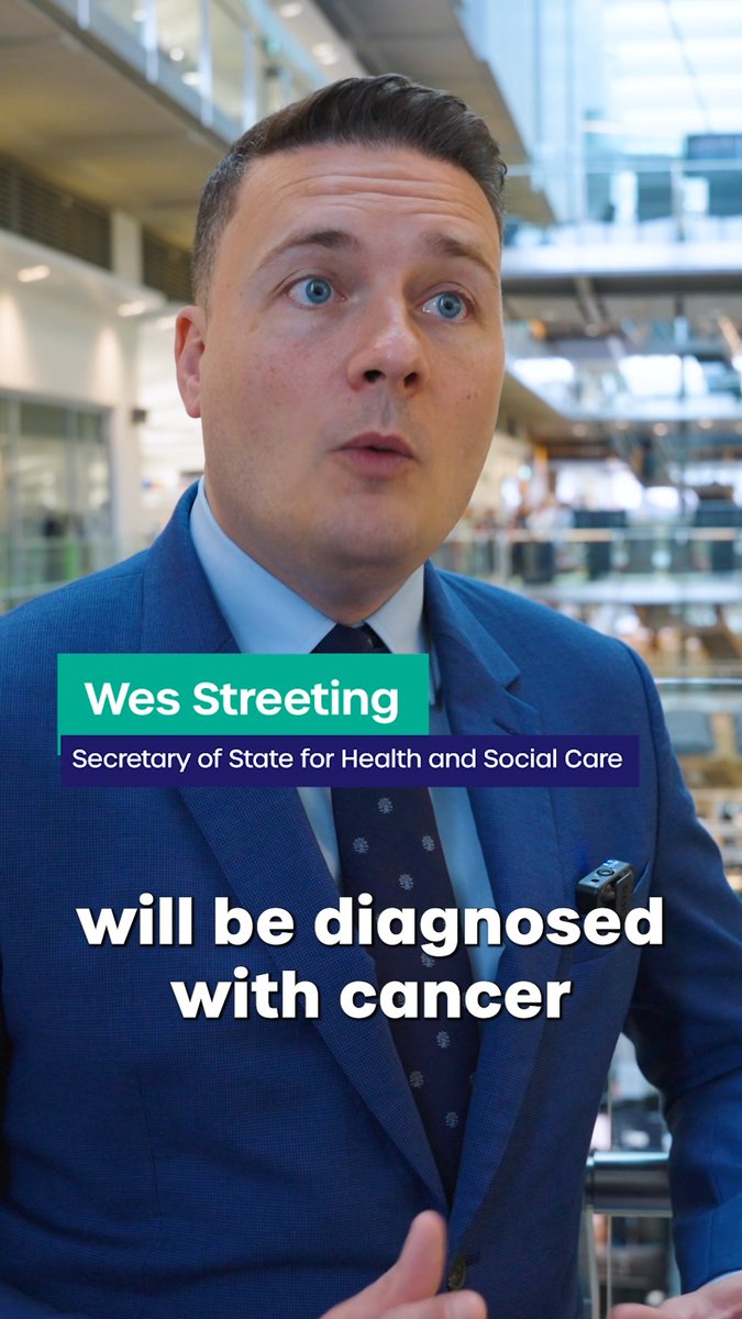 Our National Cancer Plan will boost science and tech to help more people survive. @WesStreeting spoke at Bowelbabe Lab last year, where Cancer Research UK and The Bowelbabe Fund are developing a new AI enabled blood test that detects bowel cancer with 99% accuracy.
