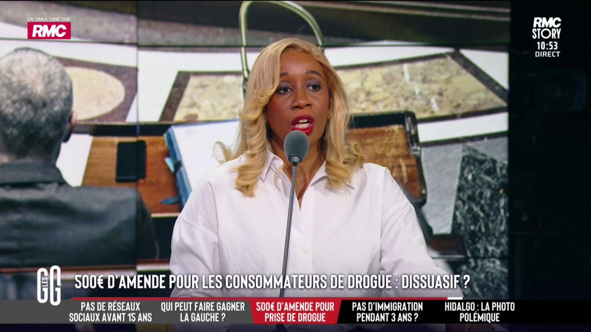 💰 Une amende pour les consommateurs de drogue : dissuasif ? 🤔 💬 Pour Joëlle Dago-Serry : "500€ c’est pas cher payé, je mettrais au moins 1500€. Compte tenu des morts que ça fait, du nombre de consommateurs, 500€ c’est rien !" #GGRMC